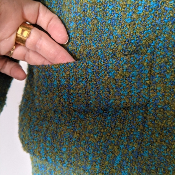 Vintage Wool TWEED boucle teal/green skirt and jacket suit - size S - Jackie 0 - Picture 4 of 8